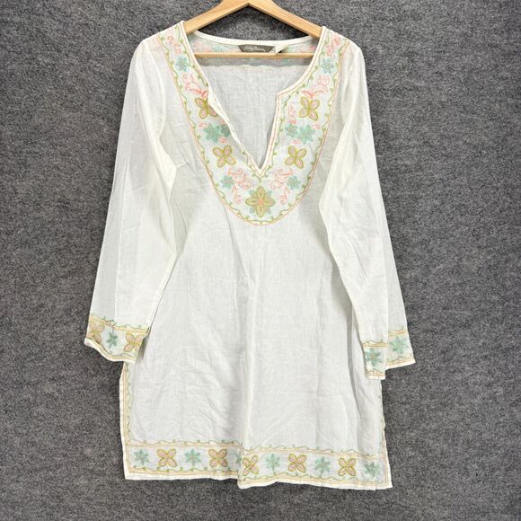 Tommy Bahama Dress Women M Medium White Floral Embroidered Shift Short Cotton - Picture 1 of 6